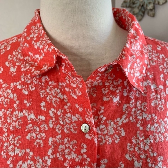 Rachel Zoe Floral Print Linen Button Blouse sz L - Picture 6 of 10